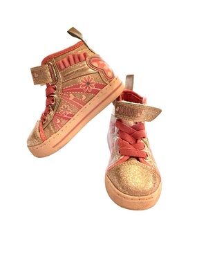 Disney Minnie Mouse Girls’ High Top Sneakers | Gold/Pink | Size 6